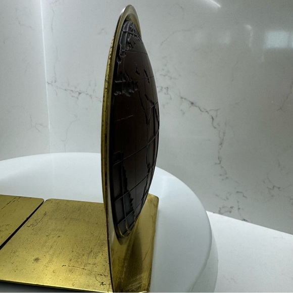 Vintage MCM Brass Matina World Globe Old Bookends - Picture 7 of 10